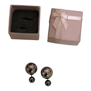Ball Cufflinks  with Jewelry Presentation Box Women's Silver-Tone